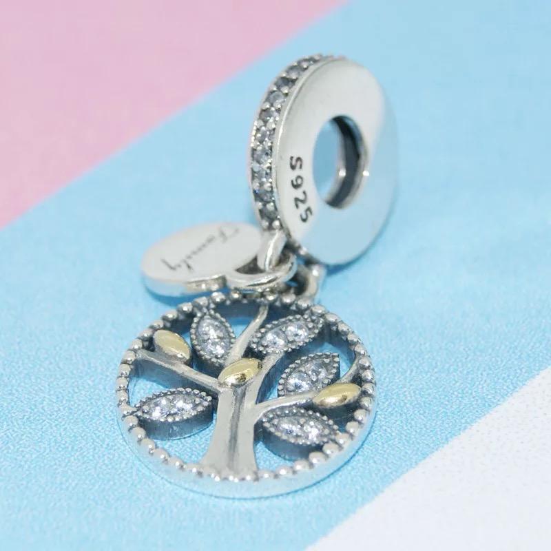 925 Sterling Silver Diy Fine Beads Family Heritage Life Tree Pendant Charms Fit Original Fashion Charm Bracelet Jewelry Making