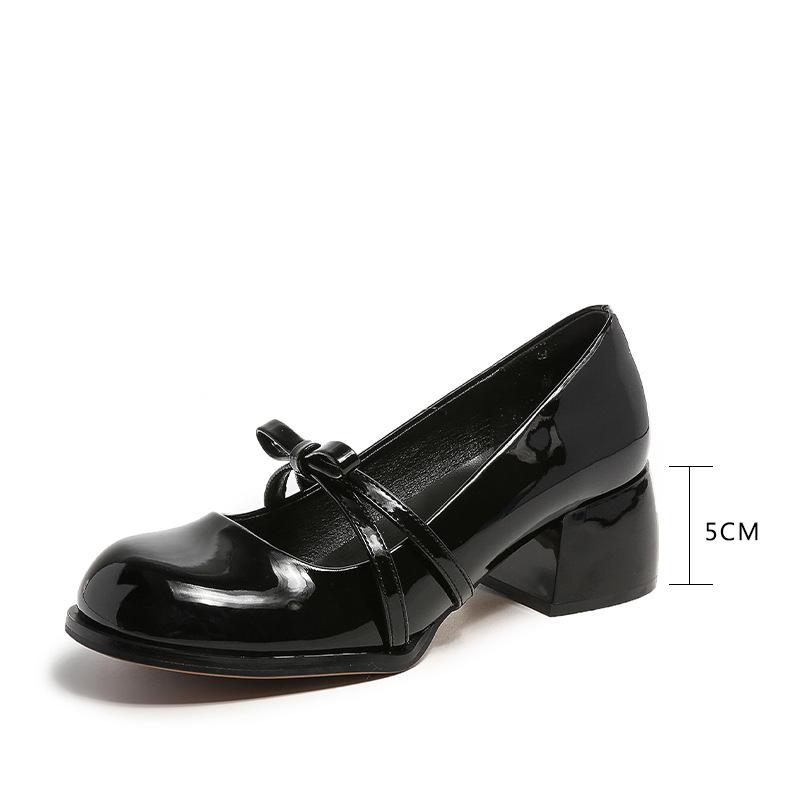 fashion Chunky Hee Pumps Women's Shoes 2024 Summer New Arrival Round Toe Mid-Heel versatile Shallow Mouth Single Shoes