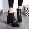 Fashion New round toe Women's Boots Black Fashion High Heels Side zip thick heel boots Comfort casual ladies shoes Botas Homme Zapatos