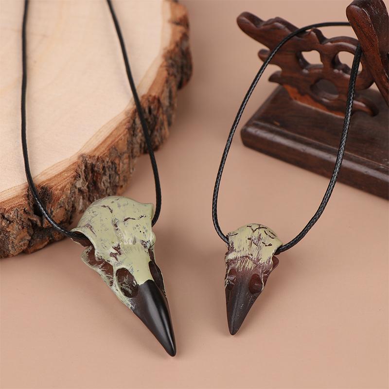 3D Goth Raven Skull Necklace Resin Replica Raven Crow Gothic Gift Halloween Raven Skull Necklace  Jewelry