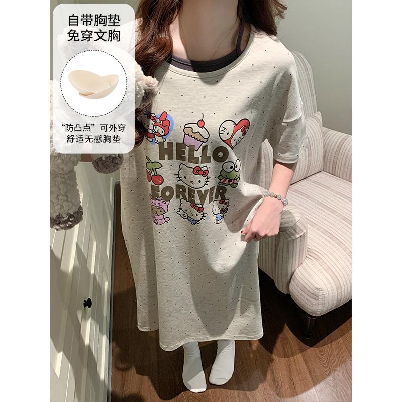 

#Summer pull frame imitation cotton princess wind lace nightdress with chest pad female sweet and fresh student m code