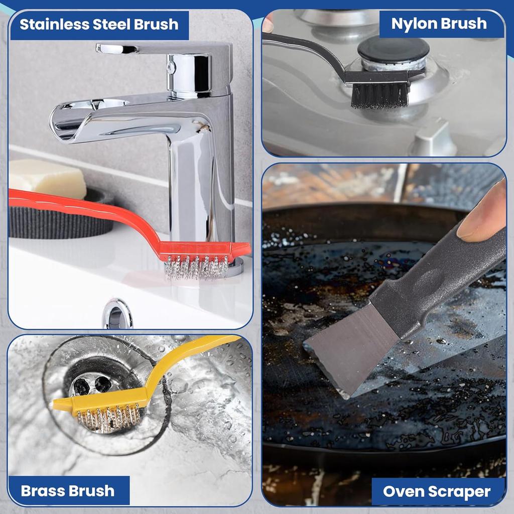 7Pcs Crevice Cleaning Brush, Multifunctional Cleaning Brush Scrub Brush,Toilet Brush,Used in Narrow Corner Tight Spaces,Hard Bristle Grout Brush for