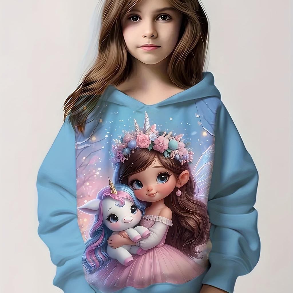 Kids Clothes Girl Hoodies Long Sleeve Cartoon 3D Print Children Spring Fall Clothes Casual Cute Outdoor Child Girl Clothes Tops