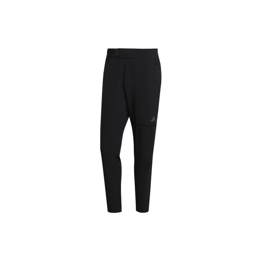 Men s adidas Solid Color Logo Printing Elastic Waistband Straight Sports Pants/Trousers/Joggers Black HI5388 XXL