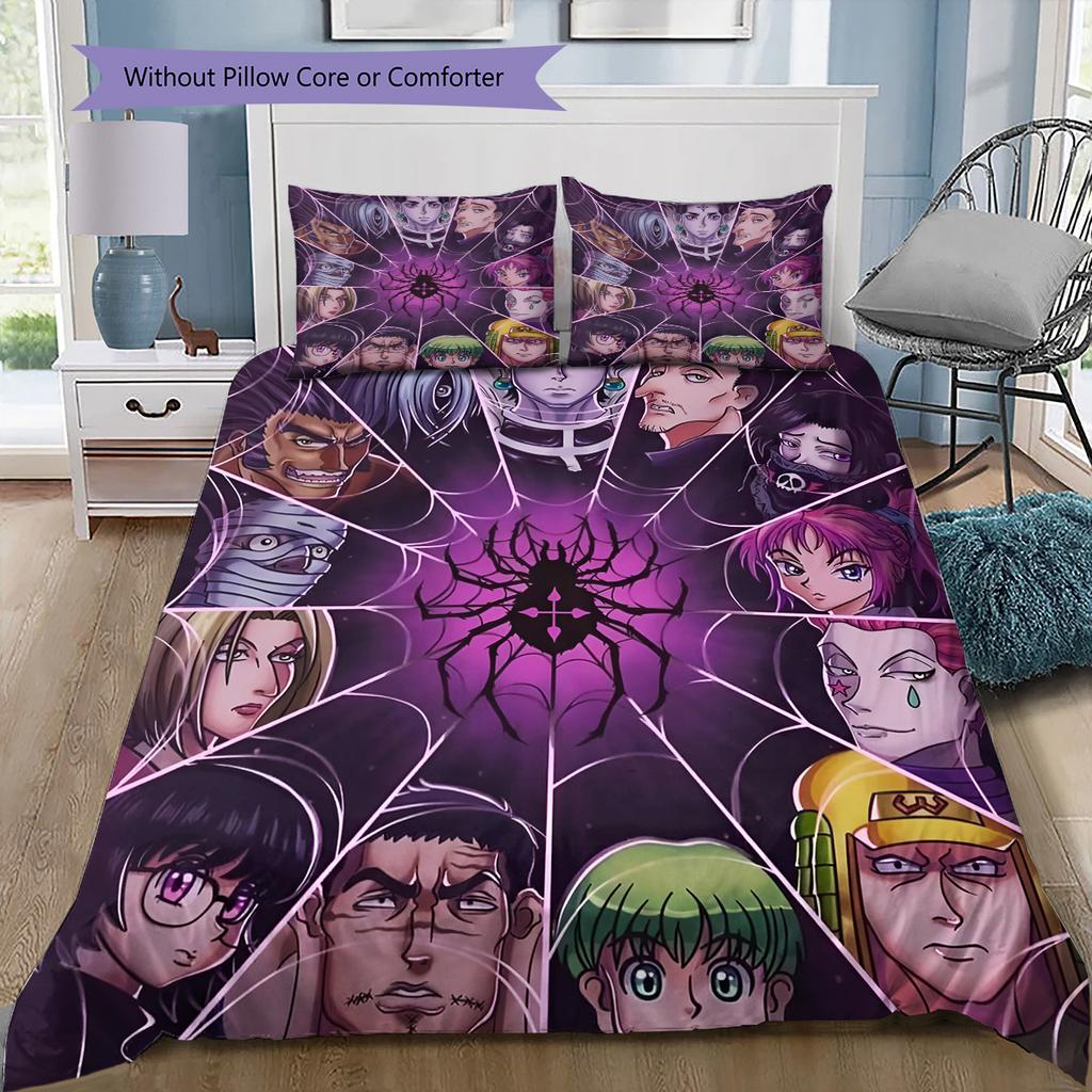 Set Copripiumino Trapuntato con Motivo Anime Federe Decorazione Casa Regalo di Compleanno (1 * copripiumino + 2 * federa, senza nucleo)