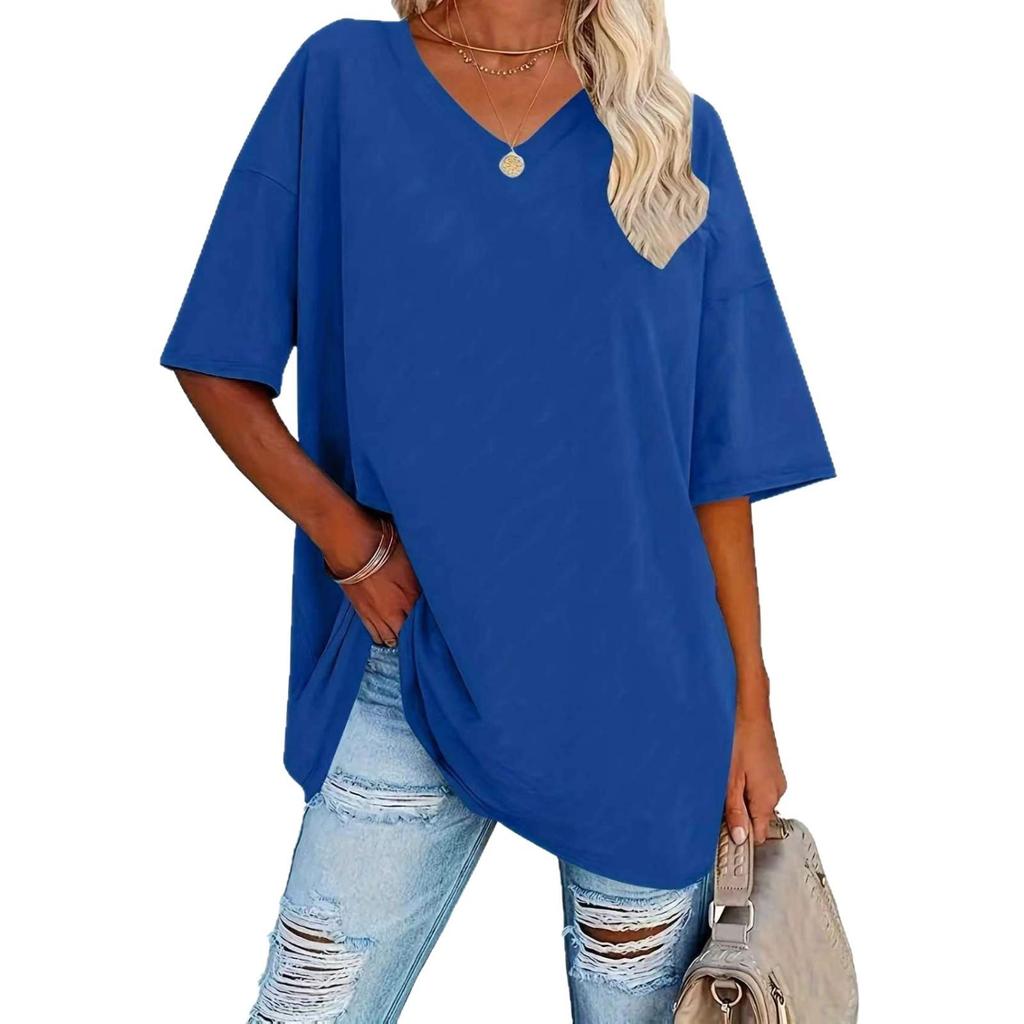 Damen Übergröße Lockeres Lässiges Rundhals-T-Shirt - Neuer Stil