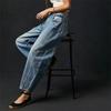 Women's Casual High Stretch Mid-Rise Jeans Low Waist Washed Wide Leg Shape Women Casual Baggy Mid Waist Denim Jeans