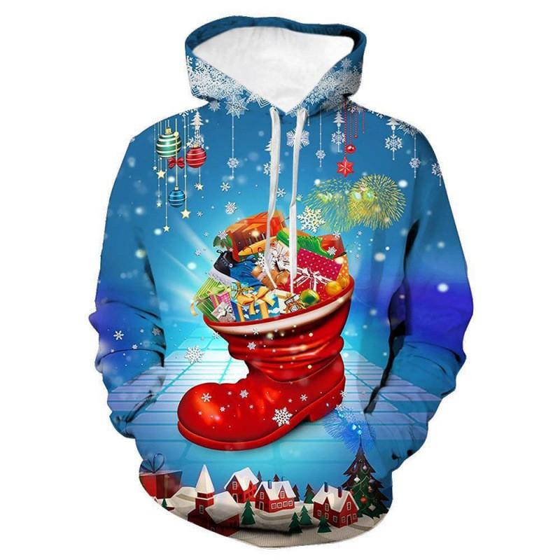 Christmas Halloween Cat Selfie 3D Print Hoodie Couples Casual Loose Fit