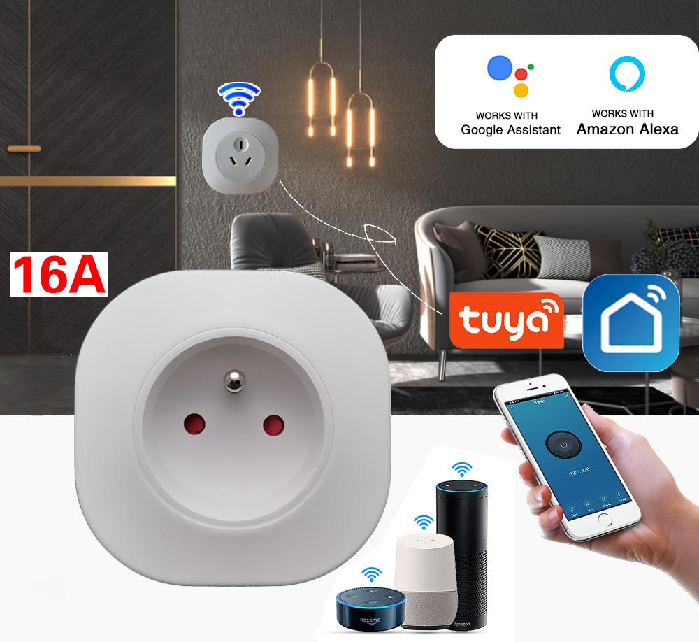 

Wi-Fi Smart Socket France Tuya App Control Support Google Home Alexa Voice Plug Timing Розетка 100-240 В Побутова техніка 100-240V&fr-Wall Socket
