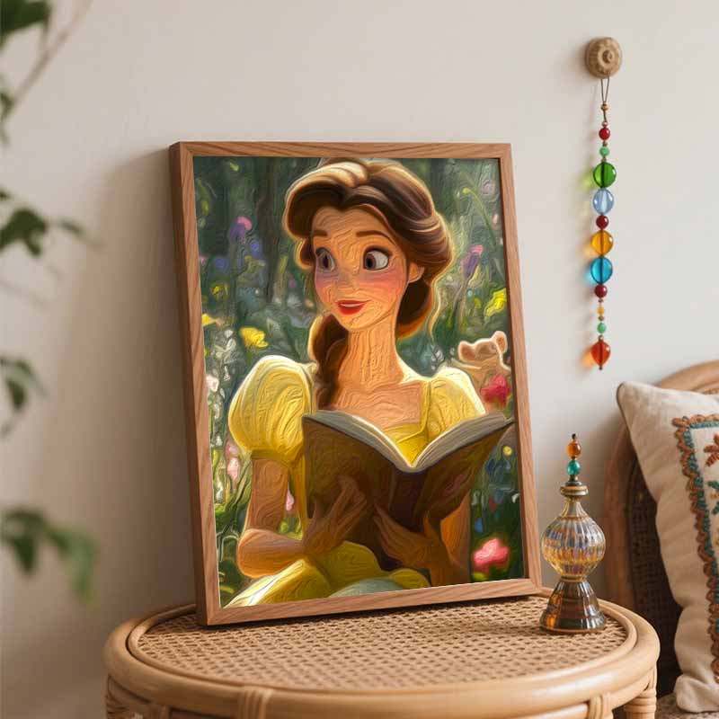 Disney Belle Reading oil paint by numbers painting kit handmade diy home decor gifts wall art craft for adults relax creative hobby art