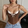 Sexy Chest Wrap Mesh Stitching Lace Bra Fishbone Sling Inside and Outside Top