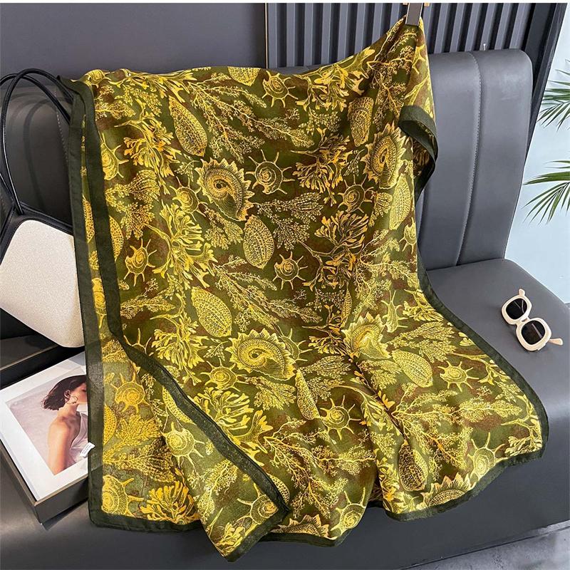 New Spring Women Cotton Scarf Beach Hijab Shawls and Wraps  Luxury Brand Flower Female Foulard Echarpe Designer Bandana