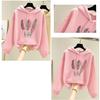 Women Fashion Feather Printed Hoodies Autumn Winter Plus Velvet Casual Loose Hoodie Sweatshirt