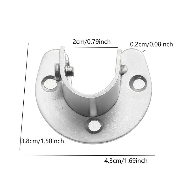 Stainless Steel Flange Rod Holder Wardrobe Bracket Heavy Duty Holder U shaped Closet Rod End Support Open Flange End Supports As picture