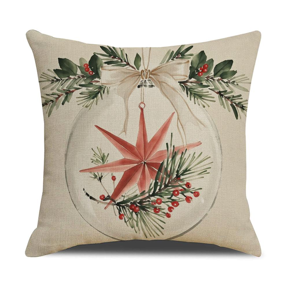 Popular Retro Style Christmas Pillowcase Festive Party Decoration Sofa Pillow Bedroom Bedside Cushion Cover