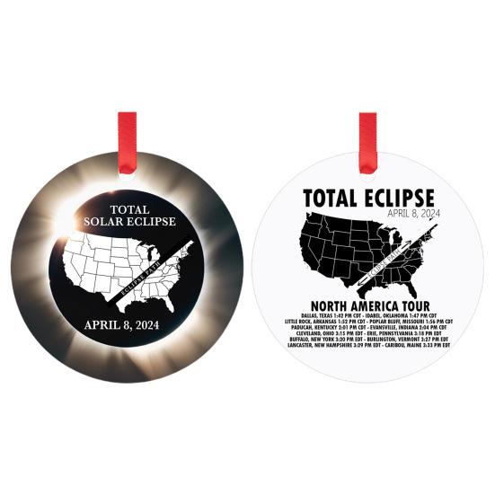 2024 Solar Eclipse Decoration Acrylic Path of Totality States Ornament Total Solar Eclipse Round Pendant Astronomy Lovers Keepsake Gift