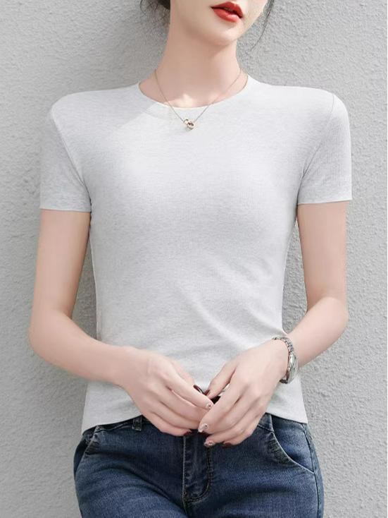 2026 Spring/Summer Women's Round Neck Short Sleeve Slimming Breathable T-shirt