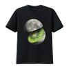 Moon Cut Kiwi Planet Space Fruit T Shirt for Adults Unique Astronomy Design Vintage Washed Top For Everyday Wear Stretched