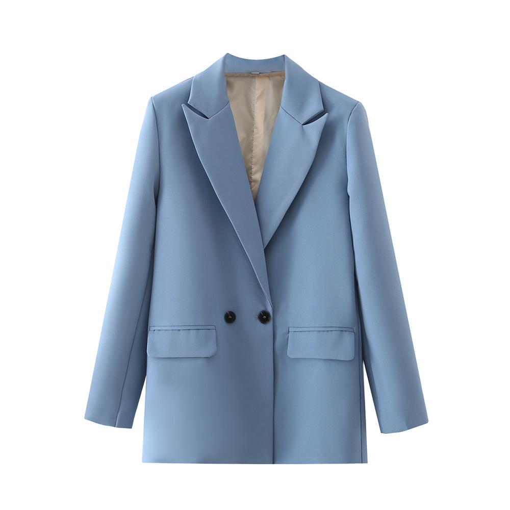 Women's Multi-Color Double-Breasted Suit Jacket (Loose Fit) - 2024 Autumn/Winter Collection