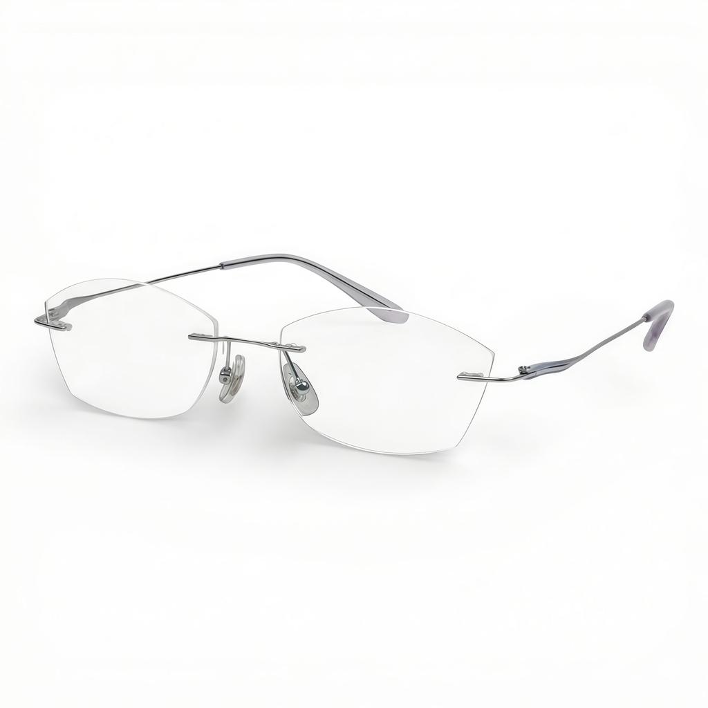 Adije Lunix (Silver Blue) Yu1009 Rimless Titanium Eyeglass Frames