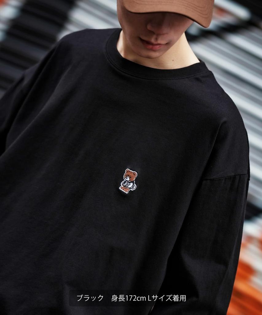 Casual Long Sleeve Skater Bear Embroidered for White [IMPROVES] [SIDEWAYS TANCE] T-Shirt Men,