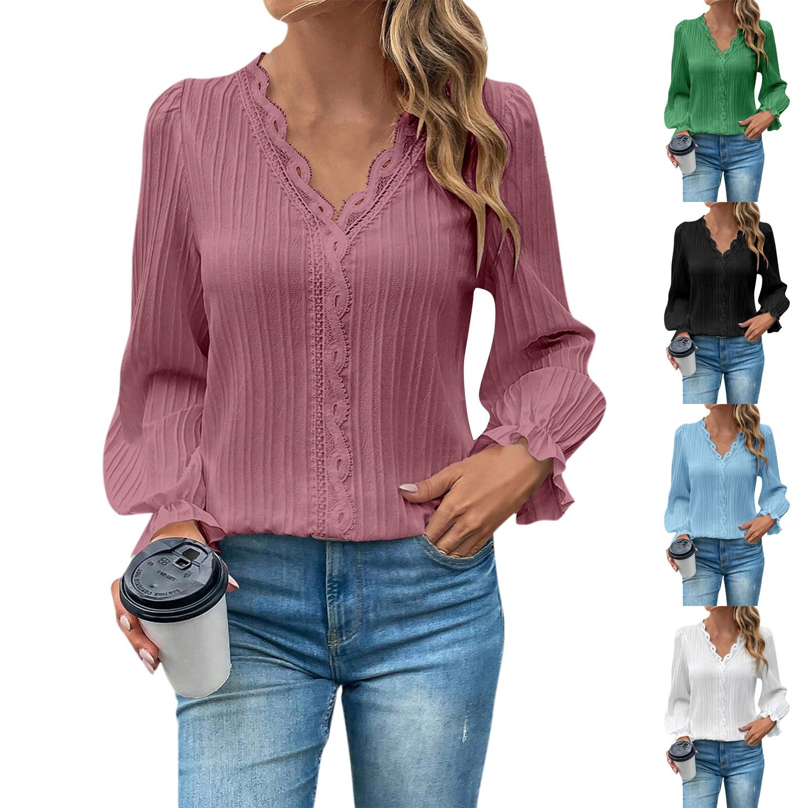 

Женский повседневный и модный кружевной топ с v-образным вырезом и длинными рукавами в стиле пэчворк