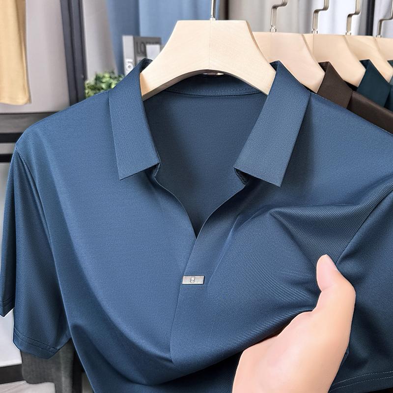 Original Designer High-End Men's Polo Shirt Lapel Short Sleeve Summer New Breathable Seamless Business Office Casual Men's Wear