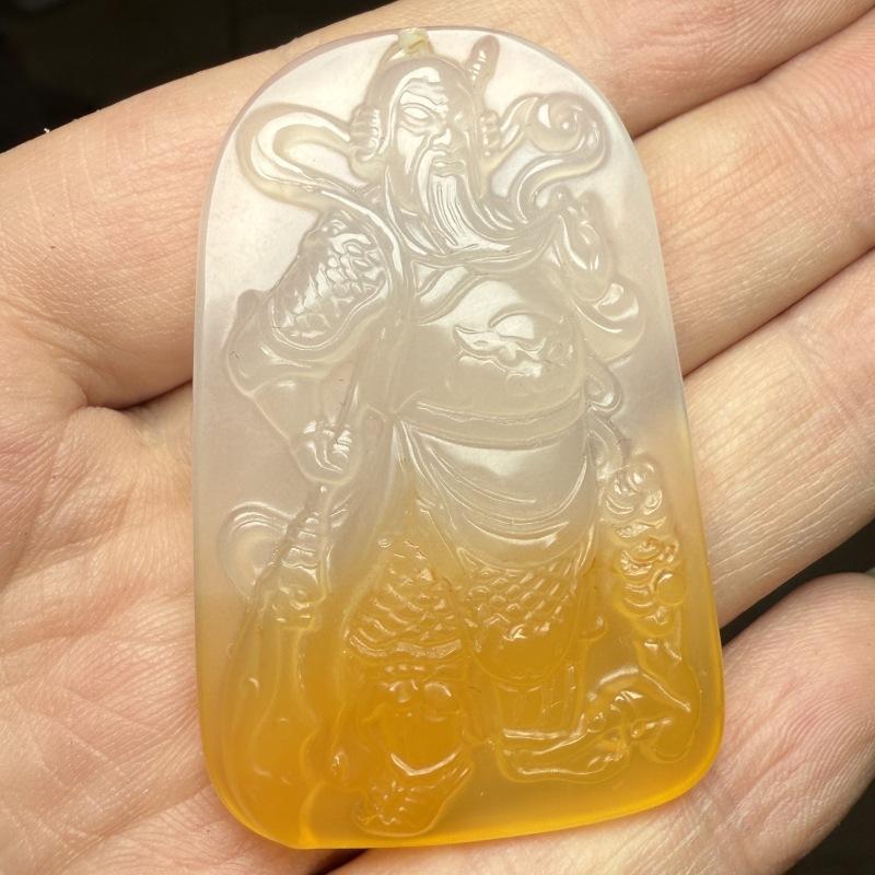 Pendant Pretty Guanyin Buddha Ruyi White Floating Yellow Necklace