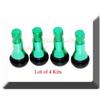 4 Kits TR 41 Chrome Green Color Snap-In Tire Valve Stems Short Black Rubber