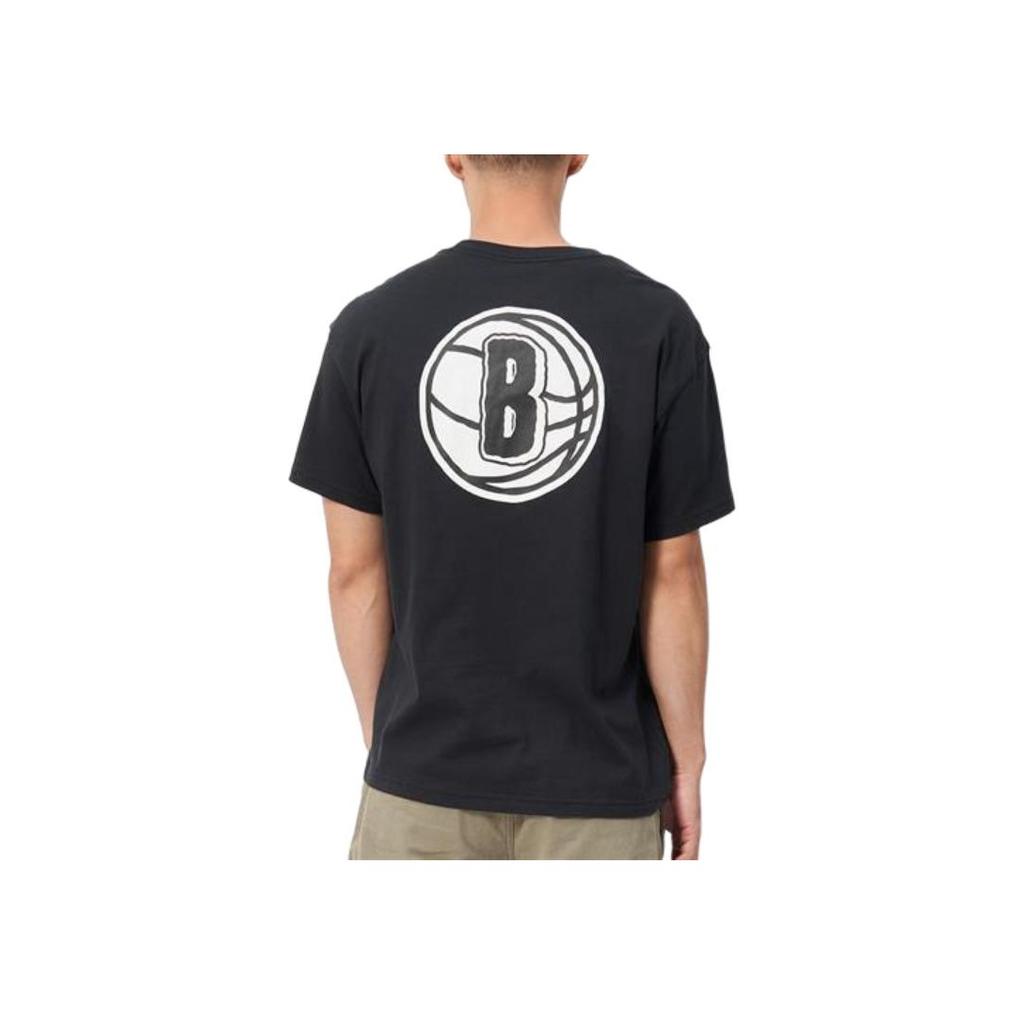 Nike X NBA Brooklyn Nets Loose Casual Letter Logo Print Crew Neck Short Sleeve SS24 T-Shirt Men Tops Black FN2017-010