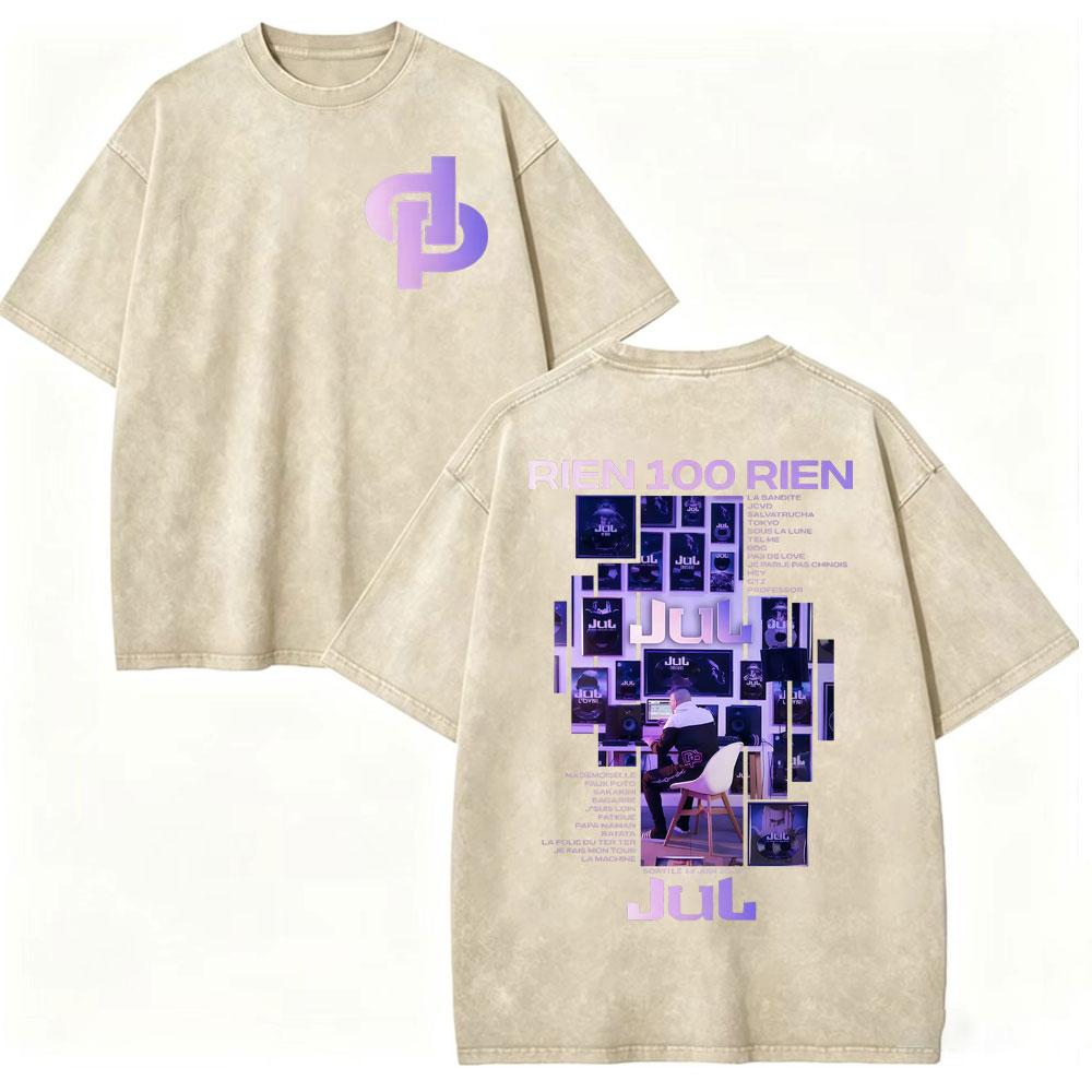 Vintage Washed Rapper JUL Album Graphic T Shirts Men Women Clothing Fashion Hip Hop T-shirt Summer Casual Loose Cotton T-shirts