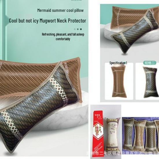 Xikang Ice Silk Mugwort Neck Pillow: Cylindrical Sleep Aid for Home with Cooling and Neck Protection.