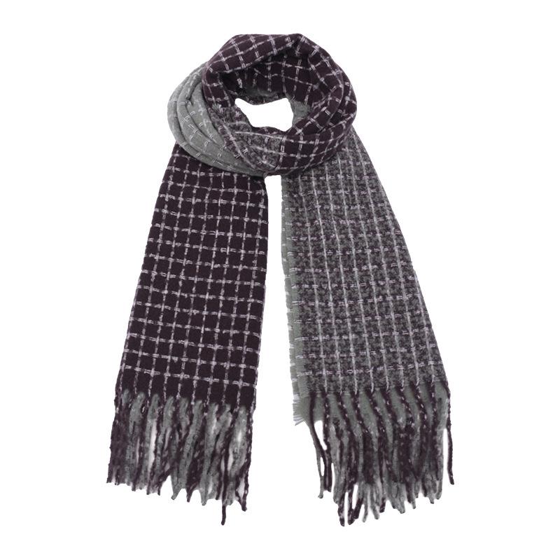 Internet celebrity fashion personality plaid color matching winter cold protection neck breathable scarf casual fringed comfortable warm scarf