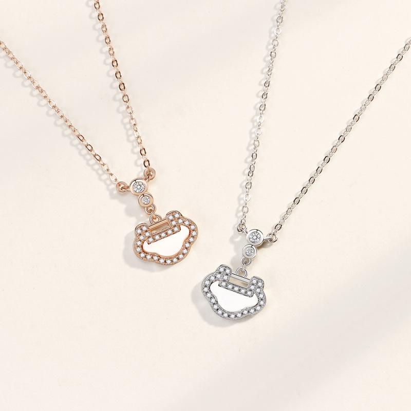 Ping An Lock Necklace Women's Guochao New Chinese Retro Long Life Lock Pendant Necklace
