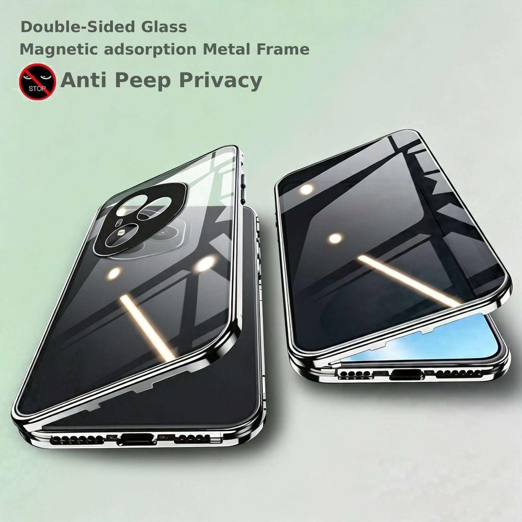 Anti Peeping Case for Huawei Honor 400 300 Pro, Double Sided Tempered Glass,Metal Frame with Lens Protector Phone Bumpers