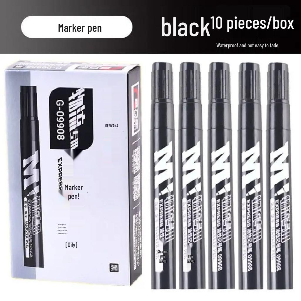 Jin Wannian Fast-Drying Waterproof Black Broad Tip Oil-Based Marker Pen