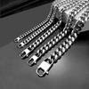 Men's European & American Cross Hip Hop Polished Titanium Steel Cuban Necklace & Bracelet Set