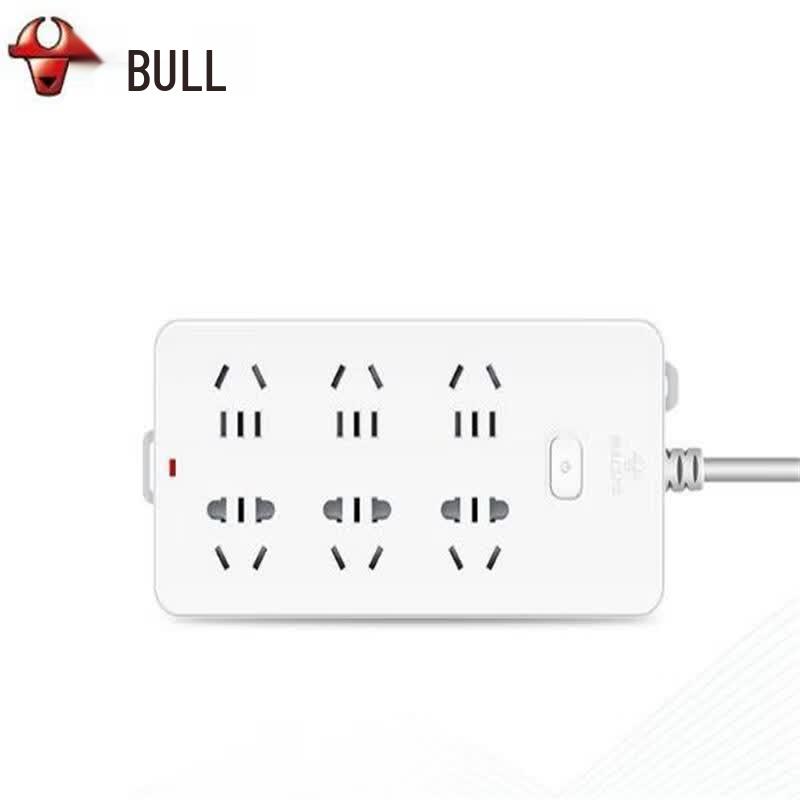 BULL GN-216-5M 6-Outlet Power Strip with Overload Protection CN Plug (adapter Included)