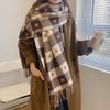 Love plaid double-sided thickened warm imitation cashmere scarf women's autumn and winter office air conditioner shawl scarf