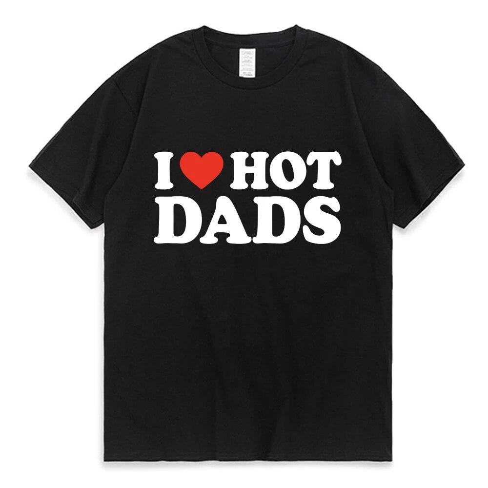 

Футболки с буквенным принтом «I Love Hot Dads» унисекс и женские летние повседневные футболки из 100% хлопка с короткими рукавами в стиле Харадзюку