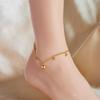 Gold Double Layer Ball Charm Anklet, Dainty Beaded Cable Chain Ankle Bracelet, Adjustable Summer Jewelry for Women Daily Wear Gift