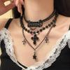 Goth Cross Pendant Necklace Women's Punk Style Fashion Jewelry Accessory Multilayer Chain Choker Necklaces