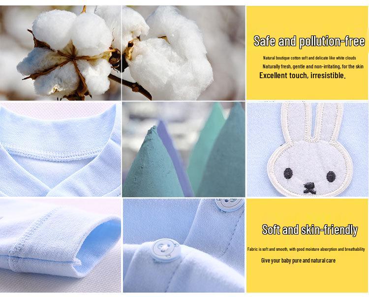 Autumn Pure Cotton Long Johns Set for Toddlers and Newborns - Antibacterial Spring Cardigan & Underwear