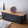 Wood Grain Desk Cable Organizer With Lid For Home Office And Bedroom Storage