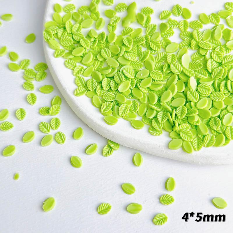 Mini Small Leaf Nail Art Resin Imitation Luminous Green and White Tree Leaf Accessories