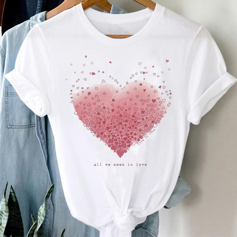 (Asian Size) T Shirt Clothing Lady O-neck Lovely Vacation Short Sleeve T-shirts Printed Female Top Casual Fashion Women Graphic Tee
