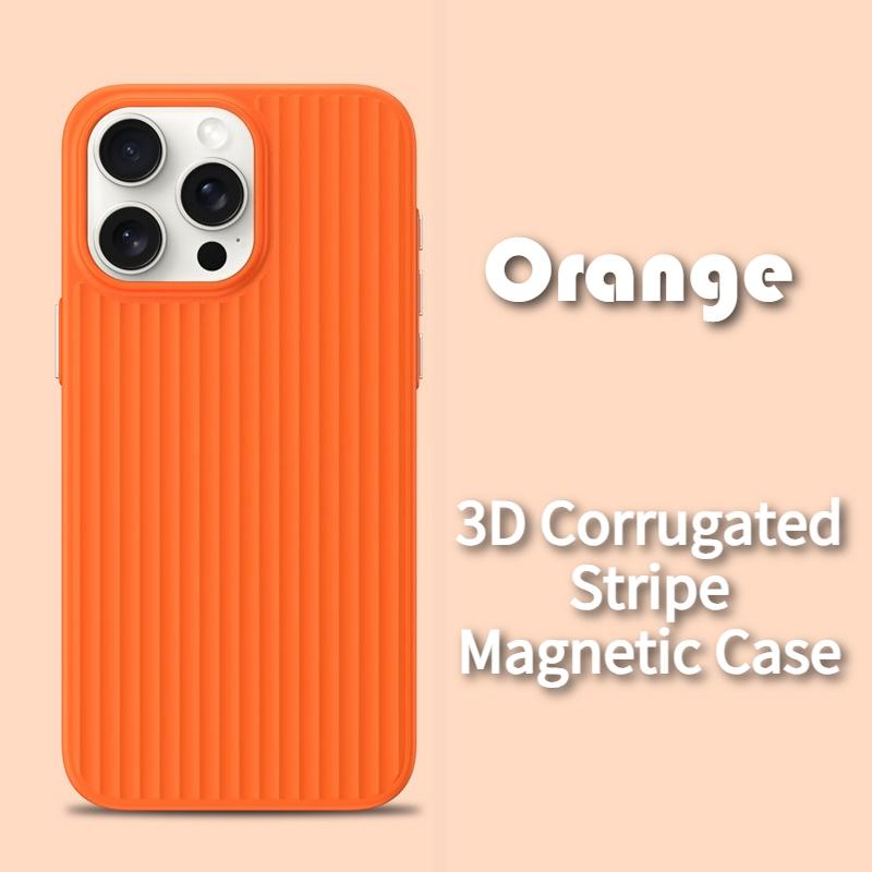 Original 3D Corrugated Texture Luggage Magnetic Cover for IPhone Air 17 16 15 14 13 12 Pro Max for Magsafe Wireless Charge Funda