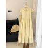 2026 Petite Yellow French Maternity Summer Dress - Elegant Vacation Style