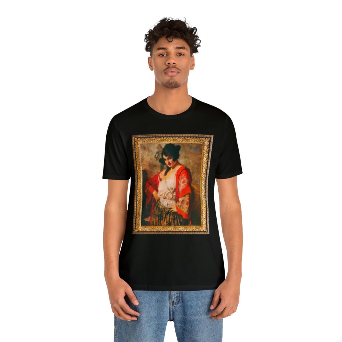 Spanish Girl with Guitar 1800s Painting T Shirt Guitar player gift S
