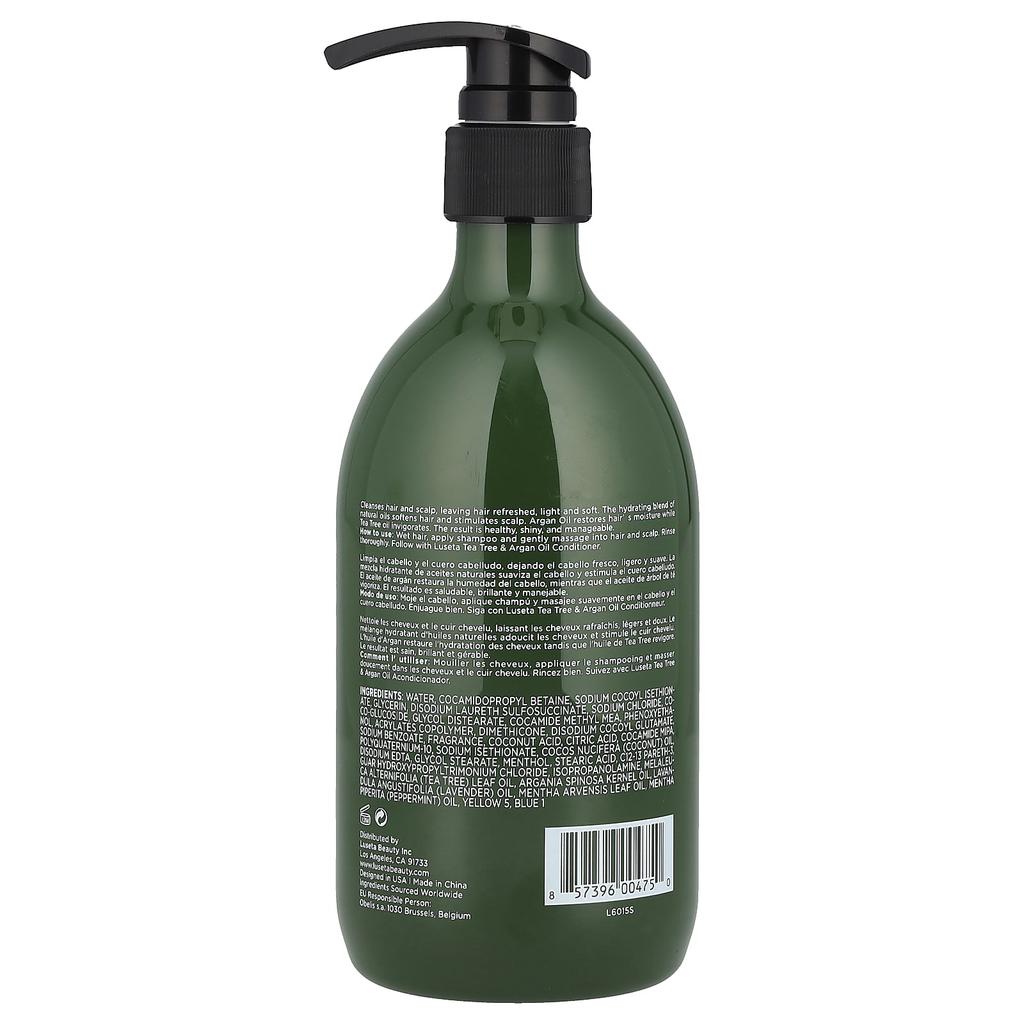 Szampon z olejkiem z drzewa herbacianego i arganowym, Włosy zniszczone i przetłuszczające się, 500 ml(16.9 uncji płynu)